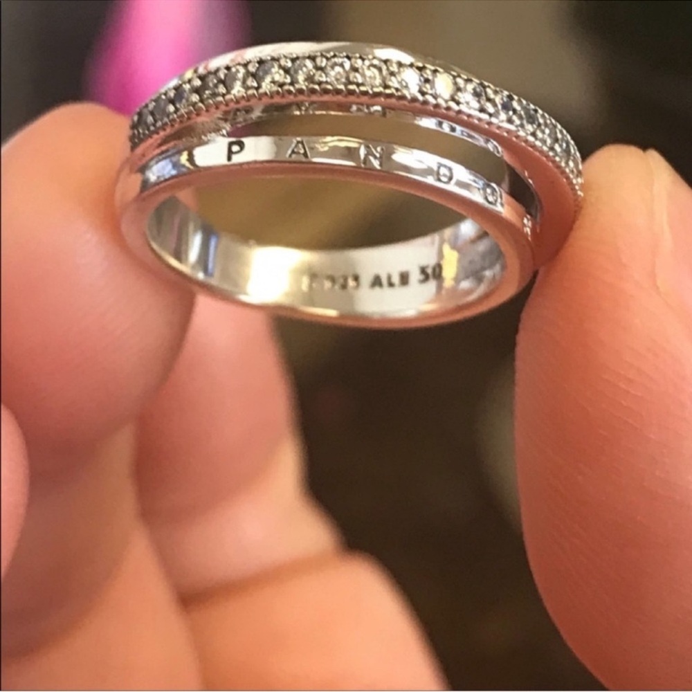 $95 New Pandora Triple Band Pave Ring Size 5 - Picture 12 of 14
